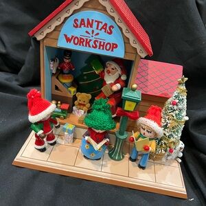 Vintage Santa’s workshop wooden piece with music box Enesco